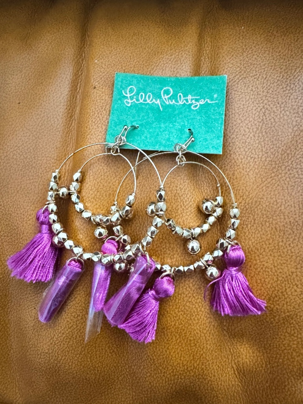 Lilly Pulitzer Pink and Gold Super Cute Earrings